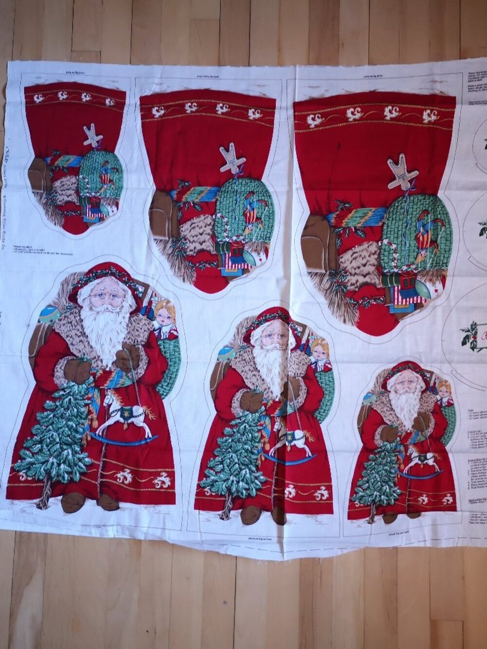 V.I.P. Cranston Cut & Sew Fabric Panel Father Christmas 3 Sizes Red Green Tan